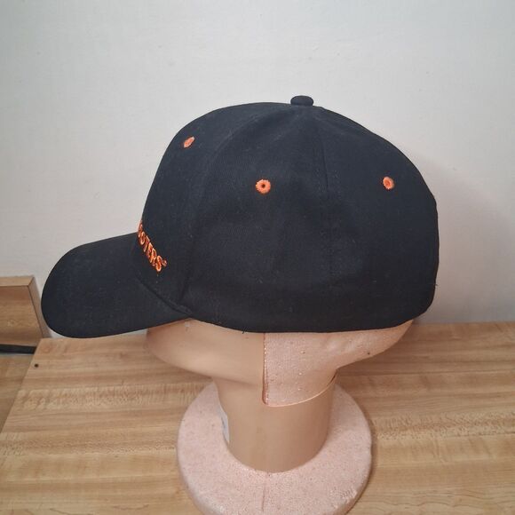 Hooters Ball Cap Orange Hooters Logo  Solid Black Adjustable Hat One Size - Picture 2 of 6